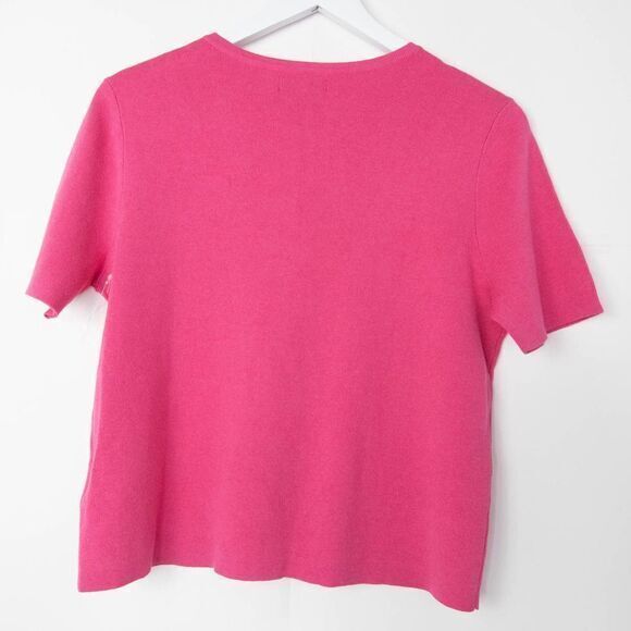 NWOT KENDALL + KYLIE button-front short-sleeve cotton blend sweater, Pink, Small - Picture 2 of 8